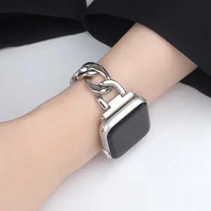 Cinturino per orologio in metallo argentato grosso compatibile con Apple Watch, accessorio chic.