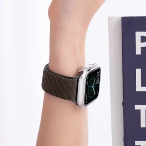 Nylon gewebtes Schlaufenarmband kompatibel mit Apple Watch, bequemes Twill-Design.