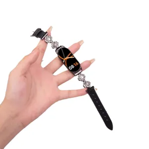 Elegante vervangende horlogeband van metaal en strass voor fitness smartband voor vrouwen