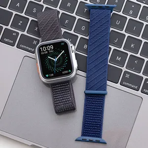 Nylon Gewebe Loop Armband für Apple Watch, atmungsaktives Klettverschluss Ersatzband, bequem.