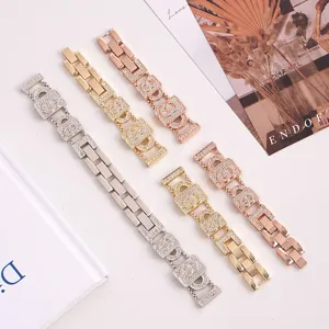 Stainless steel rhinestone watch band compatible with Apple Watch luxury metal bracelet strap