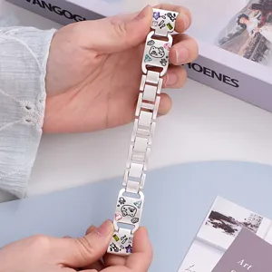 Metal watch band compatible with Apple Watch, chic metal chain strap with cute charms.