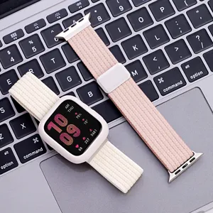 Bracelet de montre magnétique tressé en nylon compatible avec montre connectée confortable