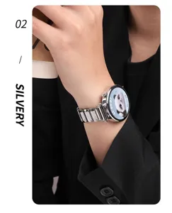 Metal watch strap replacement shiny silver sugar cube link band compatible for smart watches