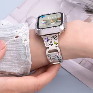 Metal rhinestone watch band replacement for Apple Watch, sparkling crystal bling strap, detail