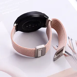 Bracelet de montre élastique en nylon de rechange pour Huawei GT6 avec fermoir magnétique rose