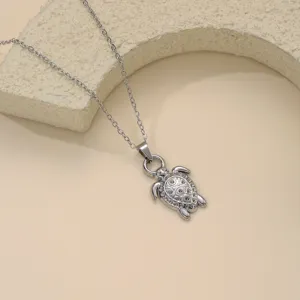 Edelstahl Geprägt Meeresschildkröte O-Kette Halskette Gold Silber Zweifarbig Vielseitiger Stil Modeschmuck Schlüsselbeinkette Geschenk