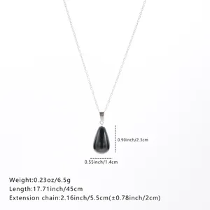 Roestvrij staal natuursteen druppel hanger ketting zilverkleurige stijlvolle ketting.