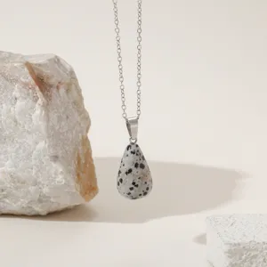 Roestvrij staal natuursteen druppel hanger ketting zilver verstelbare sleutelbeenketting