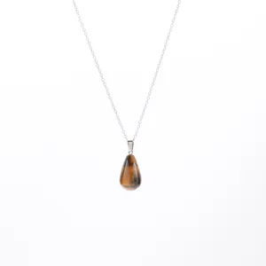 Roestvrij staal natuurlijke steen druppel hanger ketting zilver sleutelbeen ketting