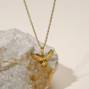 Gouden roestvrijstalen ketting met vogel hanger elegante O-ketting stijlvolle sieraden