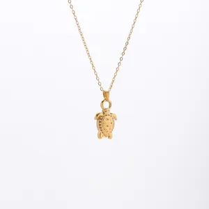 Edelstahl Gold Seekröte Anhänger Halskette Tier Stil Kette Schmuck Geschenk Damen