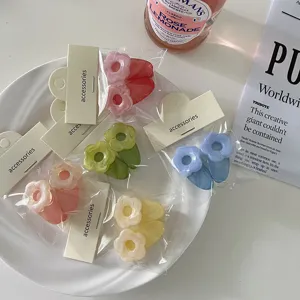 Mollette per capelli floreali macaron colorate, fermagli in resina per styling quotidiano.