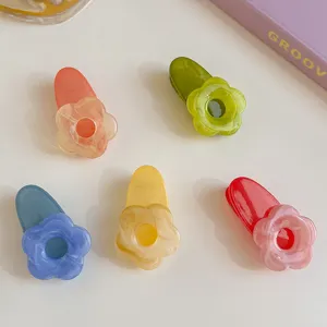 Mollette per capelli a fiore in acrilico colorato simpatici fermagli becco d'anatra per donne e ragazze