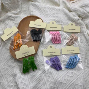 Colorful hair clip set detail showing vibrant candy colors, metal drop BB clips packaged on cards.