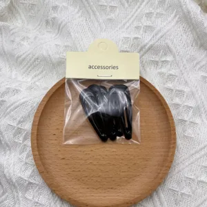 Simple black snap hair clips set, 5 pieces pack with accessories card packaging for daily use.