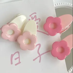 Carine mollette per capelli a fiore rosa e bianco da donna accessori capelli dolci set