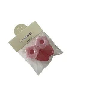 Set da 2 mollette per capelli rosa a fiore, fermaglio dolce stile macaron per frangia
