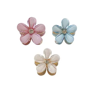 Petites Pinces à Cheveux Florales Mini Épingles à Cheveux en Strass Accessoires Mignons pour Femmes Filles Coiffure Quotidienne Décoration de Cheveux