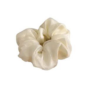Grote geplooide organza haarscrunchie in Koreaanse stijl, elegante Franse haaraccessoire.