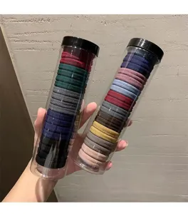 Elastiche per capelli senza cuciture in tubo trasparente, set colorato per stile