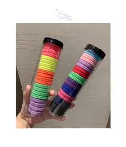 Elastici per capelli colorati senza cuciture in tubi trasparenti, alta elasticità, set.