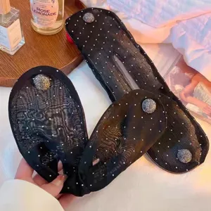 Black mesh hair bun maker detail, sparkling rhinestone twist hair styling tool for daily elegant updos!
