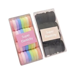 Colorful and black hair ties elastic bands set with clear storage box for women daily hair styling