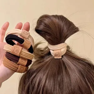 Cute Cartoon Bear Hair Tie Brown Series High Elasticity Hair Rope Sweet Daily Headwear For Women Girls Hair Accessories