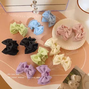 Satin bow hair claw clips sweet pastel hair accessories for women and girls trendy