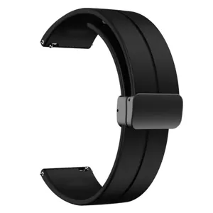 Cinturino per orologio in silicone nero universale con fibbia pieghevole magnetica.