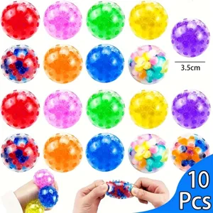 Bunte 3.5cm TPR Wasserperlen Stressabbau Quetschbälle im 10er-Pack Set-Angebot