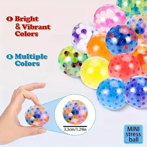 Detailansicht eines Mini-Wasserperlen-Stressballs mit 3,3 cm Größe und lebendigen Farben
