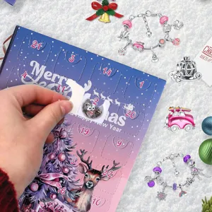 Christmas Advent Calendar with 24-day countdown and DIY jewelry bracelet charms set