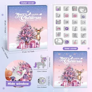 Christmas advent calendar featuring 24-day jewelry charms and a DIY bracelet gift box