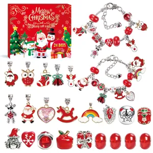 Weihnachts-Adventskalender DIY Charm Armband Countdown Blind Legierung Perlen Anhänger Mode Schmuck Geschenk Für Damen Mädchen
