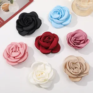 Fleur camélia en tissu broche accessoires multicolore bricolage bijoux artisanat.