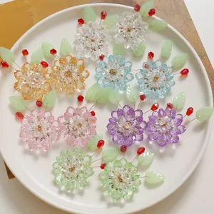Handmade crystal flower hair accessories DIY beading materials for vintage style hairpins earrings.
