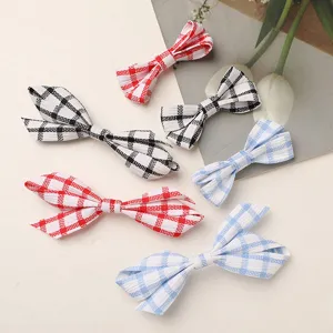 Cute plaid fabric bow hair clips set, korean style DIY hair accessories for women and girls.