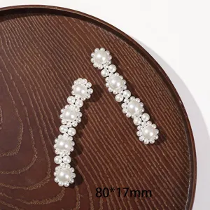 Pearl flower hair clip DIY material, handmade beaded hair accessory with elegant design.