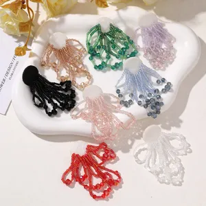 Parche de borla de cuentas de cristal hecho a mano accesorios de costura DIY broche de ropa