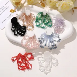 Parches de borlas de cuentas de cristal hechos a mano para ropa y accesorios de bricolaje.