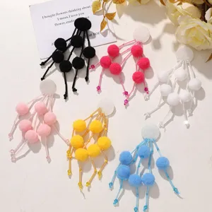 Lindos pendientes de pompones y cuentas DIY, accesorios de moda llamativos para bolsos y cabello.