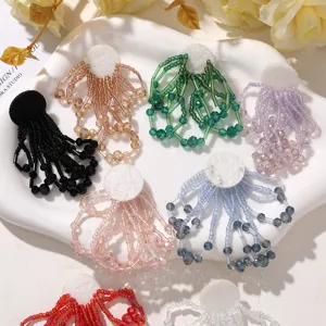 Vista detallada de parches de borlas de abalorios de cristal hechos a mano accesorios DIY