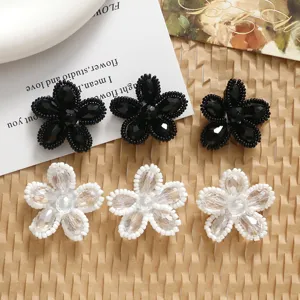 Dark Obsidian Texture Crystal Woven Flower DIY Handmade Woven Earrings Hairpin Pendant Material Acrylic Craft Accessory