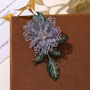 Ricamo fatto a mano perline di cristallo fiore toppa DIY accessorio di vestiti foglie verdi