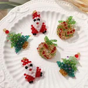 Christmas Tree Garland Snowman Glass Seed Bead Pendants DIY Jewelry Charms For Earrings Phone Chain Necklace Accessories