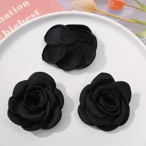 Accessoires de fleurs en tissu noir pinces à cheveux DIY écussons décoratifs 3pcs