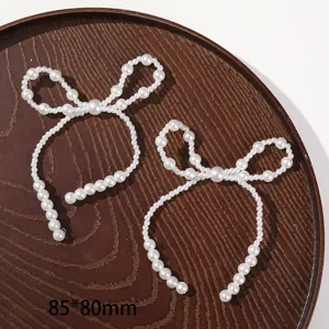 White imitation pearl bow hair clip handmade beaded hair accessories for women girls daily wear.