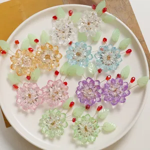 Handmade crystal flower DIY jewelry making materials, colorful beaded hair accessories.
